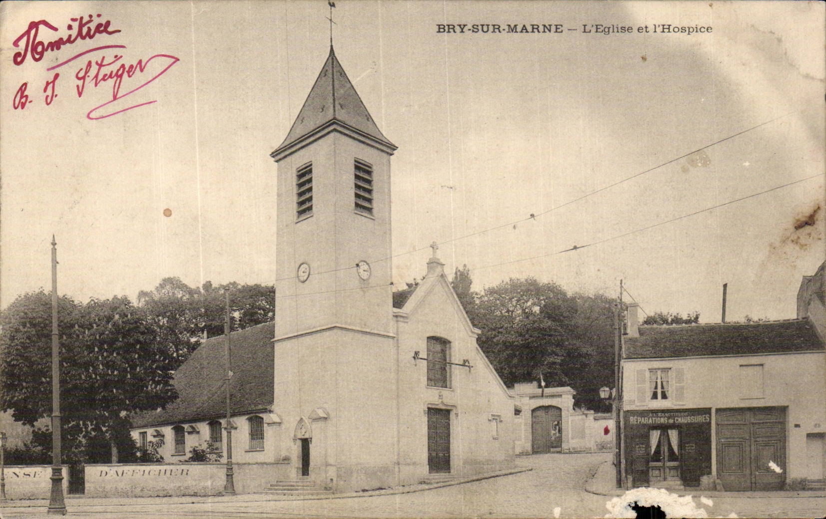CPA Bry sur Marne L'eglise et l'hospice