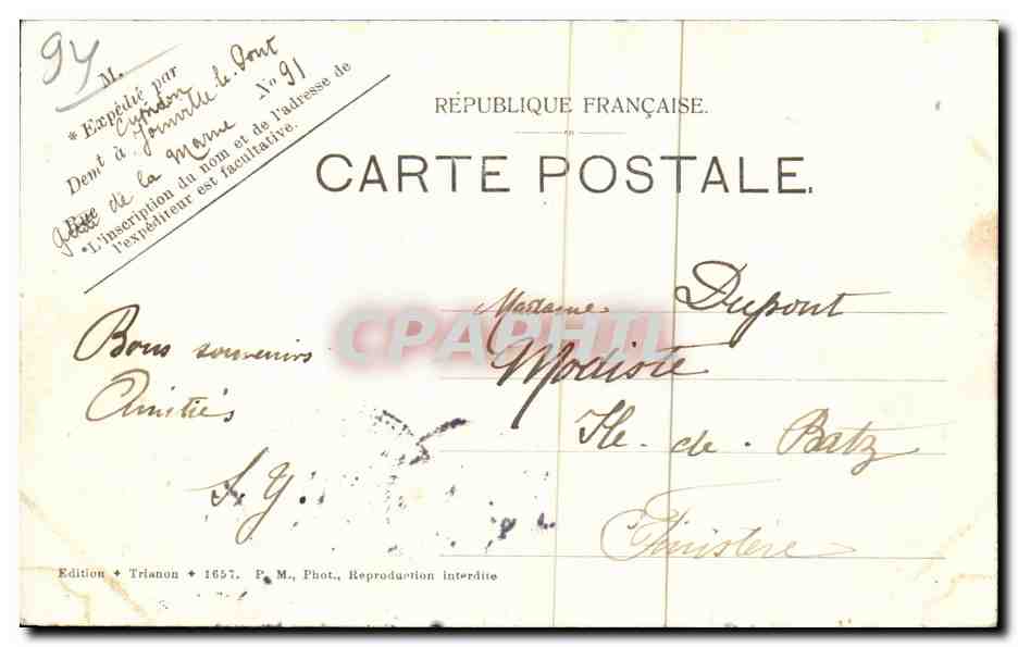Nogent-Joinville — De oevers van de Marne — Uitgave Trianon n° 1657 — Achterkant