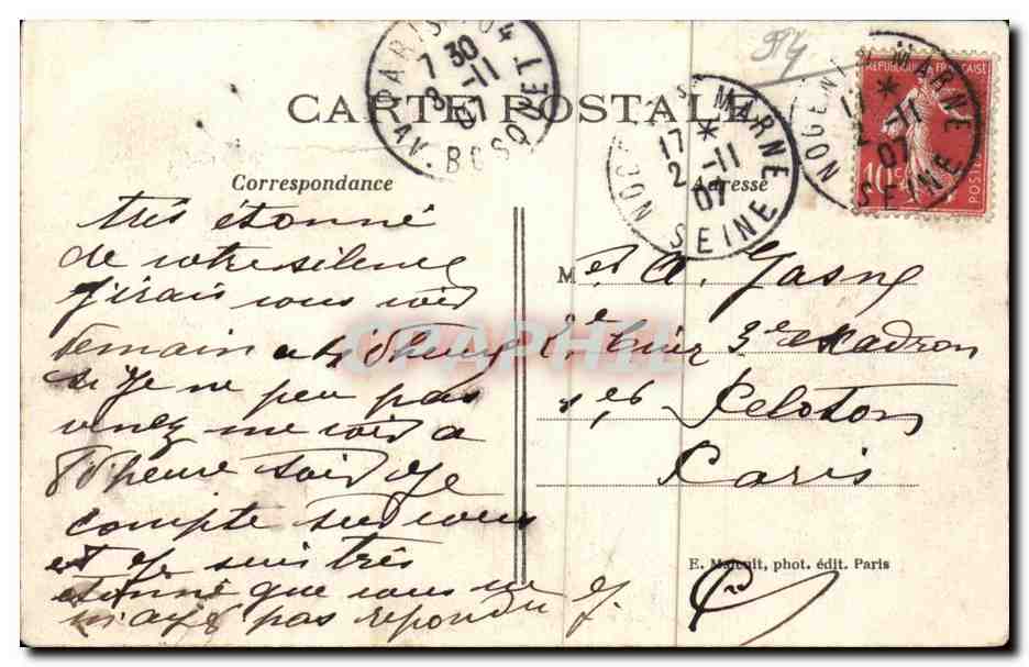 CPA Bords de Marne Canotage de Joinville a Nogent — Back