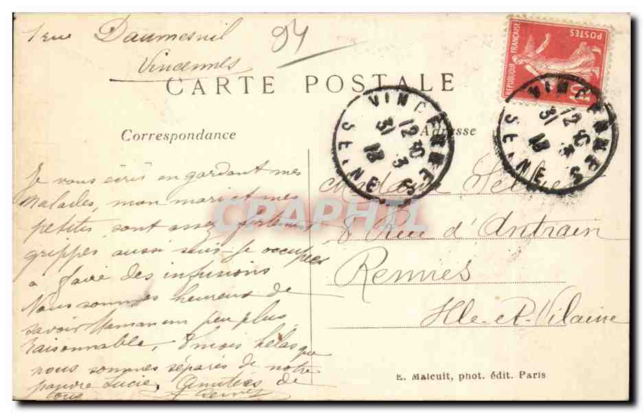 Vincennes - Le Vieux Fort - Vue Generale de la Chapelle - CPA  — Rückseite