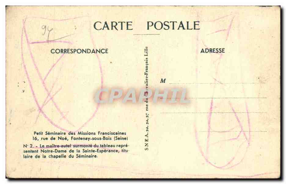 Fontenay sous bois - Petit Seminaire de Missions - CPA  — Back