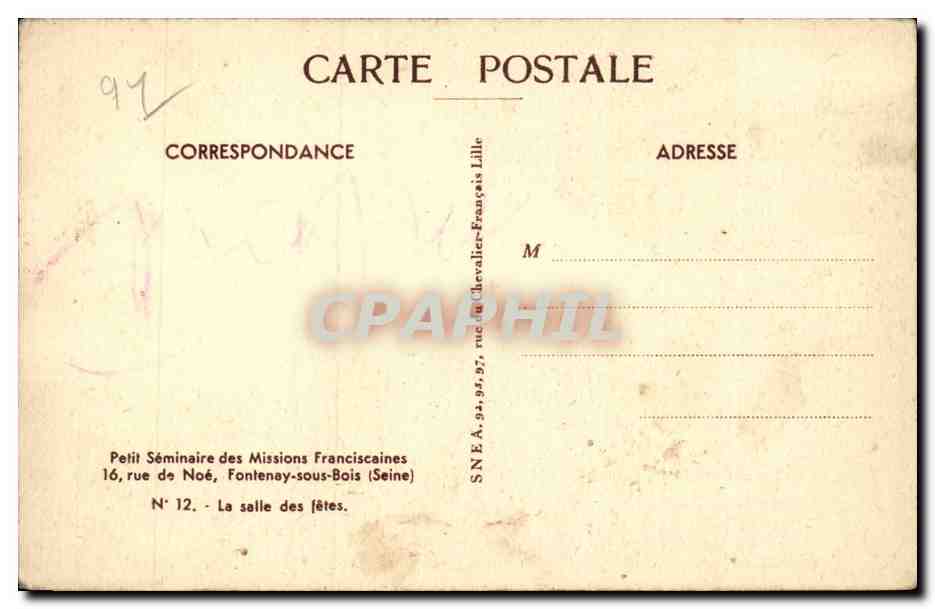 Fontenay sous Bois - Petit Seminaire CPA  — Back