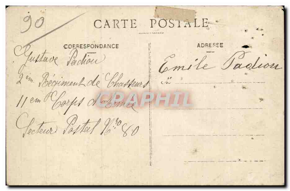 Beaucourt - Rue de Baderel CPA  — Verso