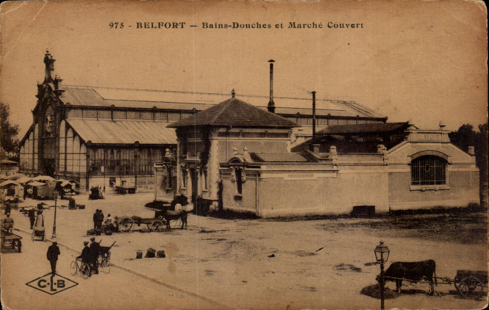 Belfort - Bains - Douches et Marche couvert CPA 