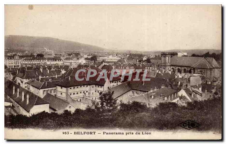 Belfort - Panorama pris du Lion - CPA 