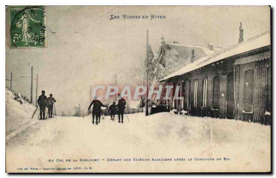 Les Vosges en Hiver — Au Col de la Schlucht — Départ des Skieurs Alsaciens après le Concours de Ski