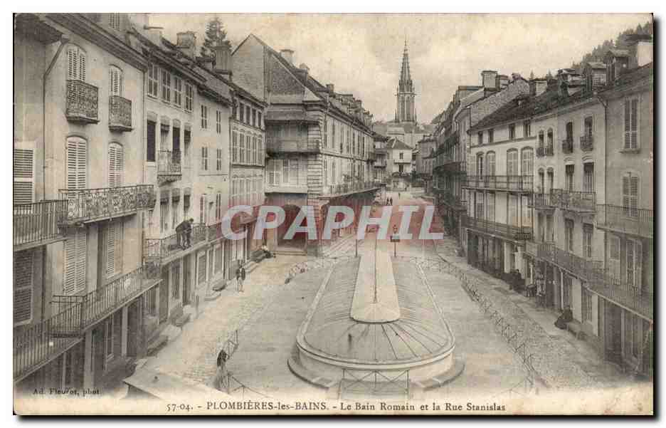 CPA Plombieres les Bains Le bain romain et la rue Stanislas