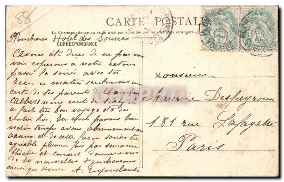 CPA Plombieres les Bains Le bain romain et la rue Stanislas — Rückseite