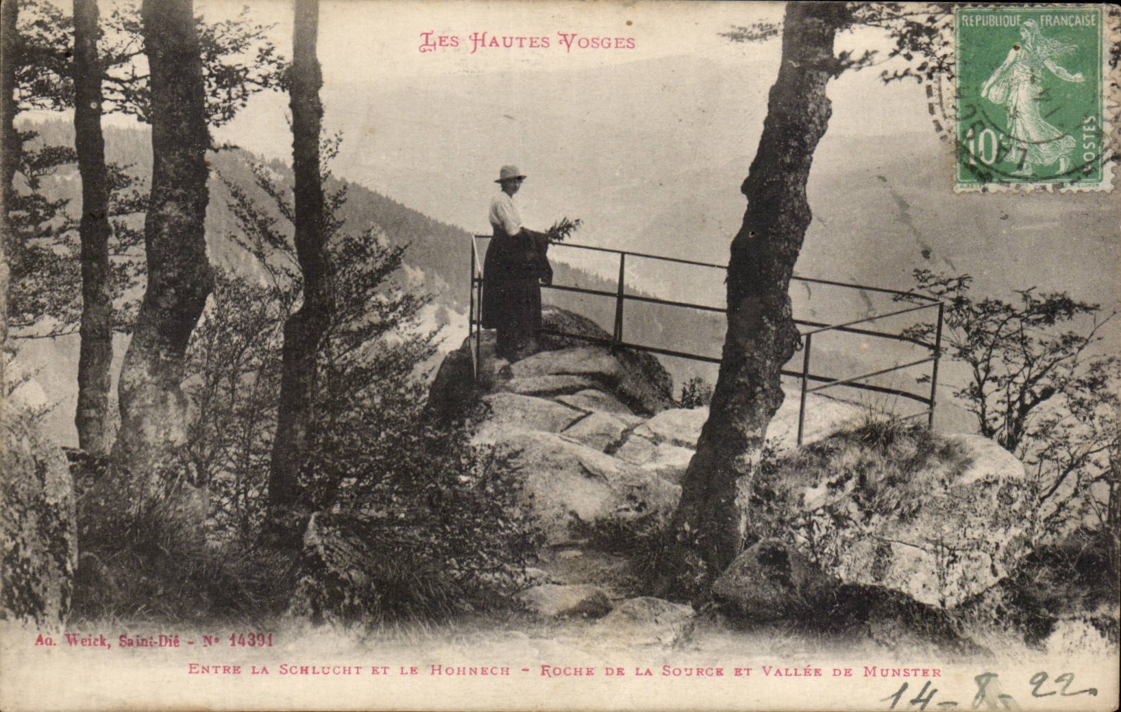 Les Hautes Vosges — Entre la Schlucht et le Hohnhech — Roche de la Source et Vallée de Munster — Au. Weick, Saint-Dié — N° 14391