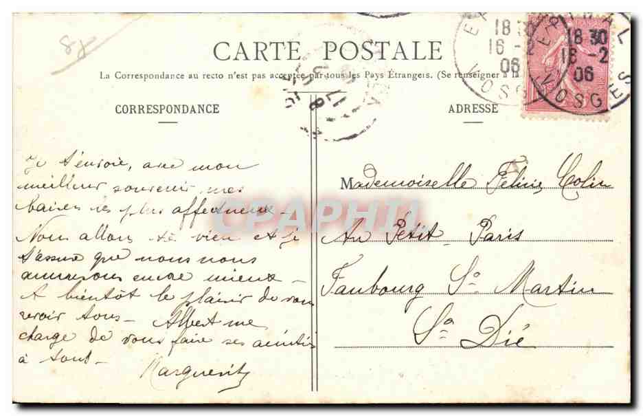 CPA Epinal Le quai Dogneville — Rückseite