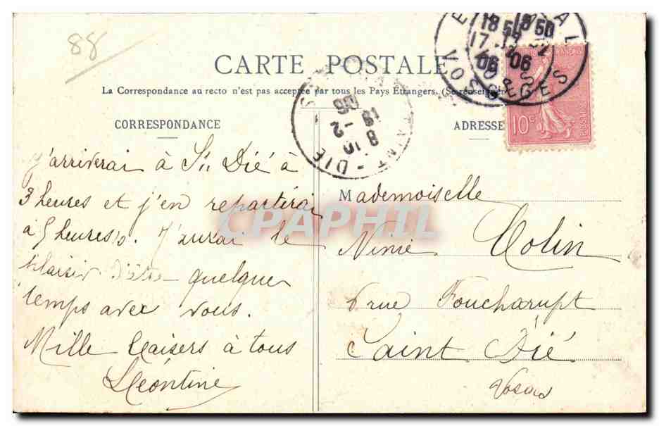 CPA Epinal Pont de pierre et rue du pont — Rückseite