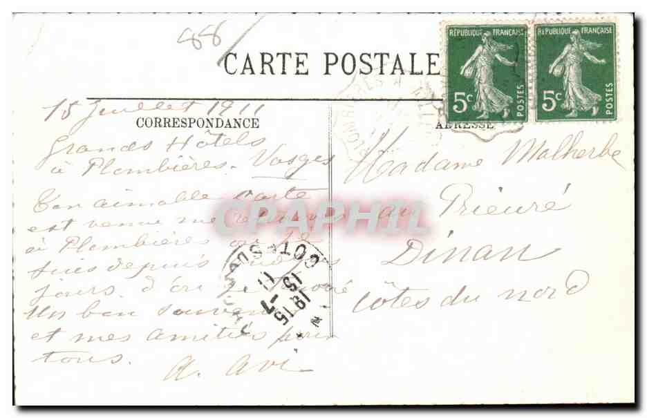 Plombieres - Avenue des Villas - CPA  — Rückseite