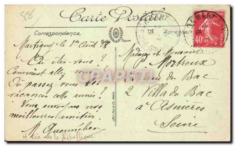 Martigny les Bains - Le Casino et L'Hotel International - CPA  — Verso