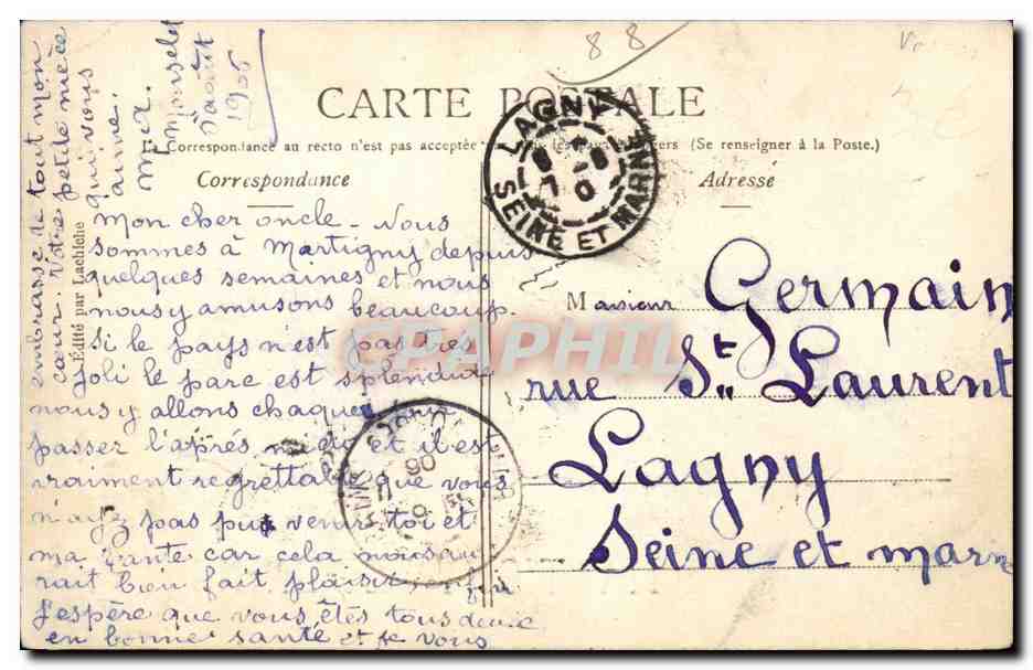 Martigny les Bains - Un Bonjour - Souvenir - CPA  — Rückseite