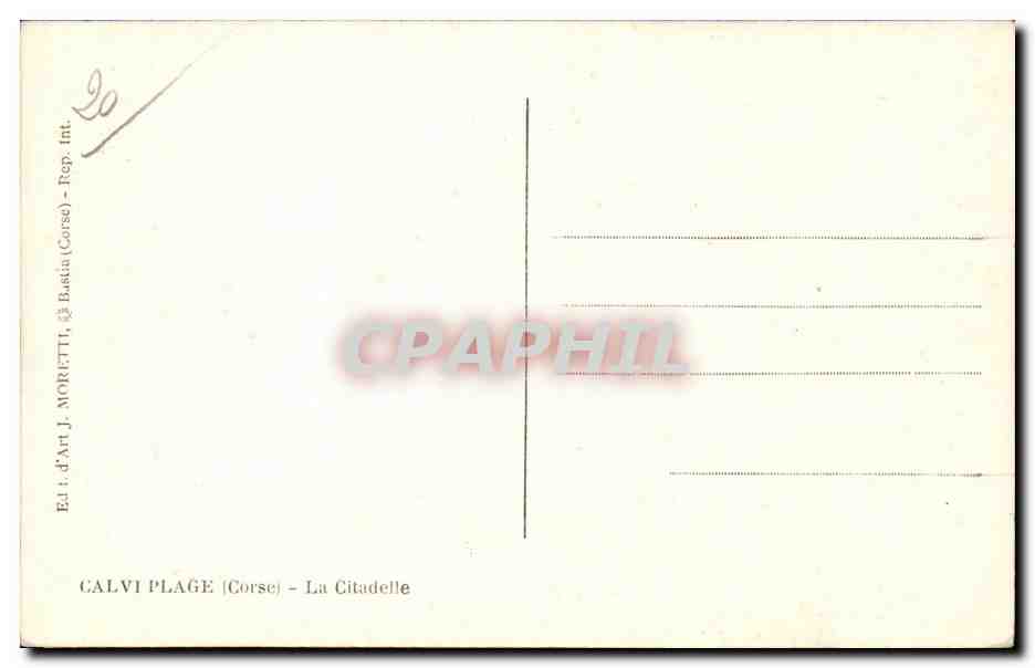 Calvi Plage (Corse) — La Citadelle — J. Moretti — Reverso