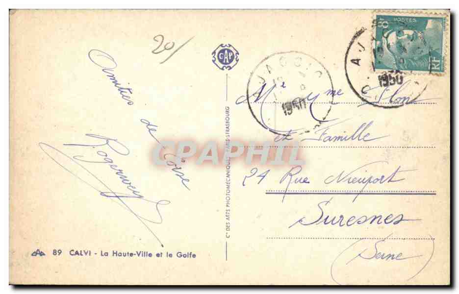 Corse - Haute Corse - Corsica - Calvi - La Haute Ville - Le Golfe - CPA  — Rückseite