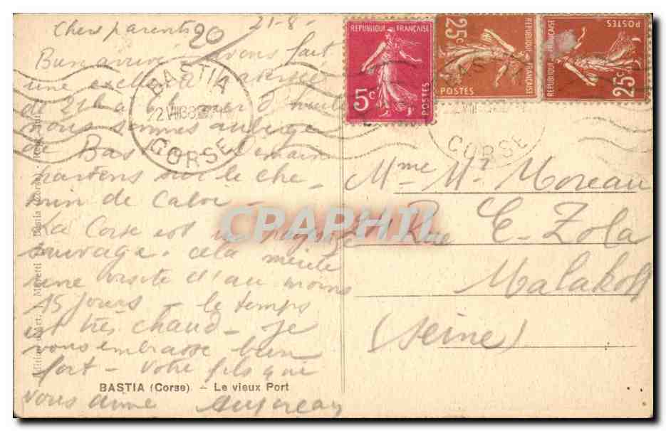 Bastia (Corse) — Le vieux Port — J. Minotti — Reverso