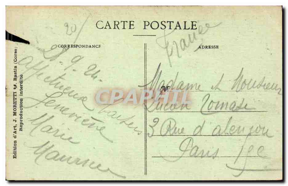 Corse - Haute Corse - Corsica - Bastia - Eglise Saint Jean - CPA — Verso