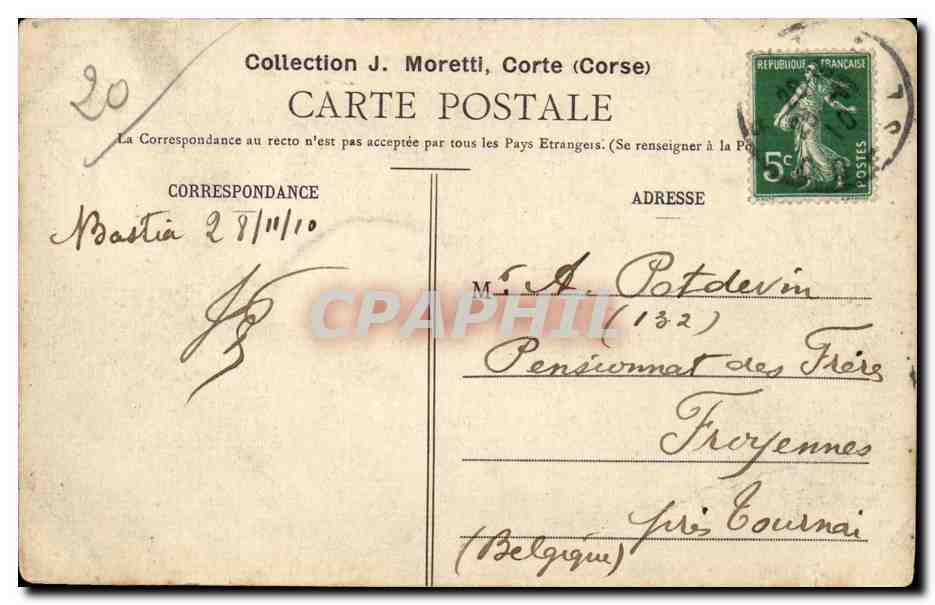 Corse - Haute Corse - Corsica - Bastia - Square de Napoleon I - CPA  — Rückseite