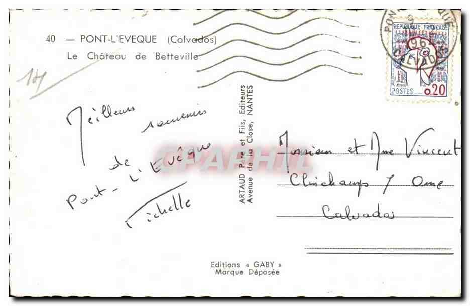 Pont l'Eveche - Le Chateau de Betteville - La Normandie - CPA  — Rückseite