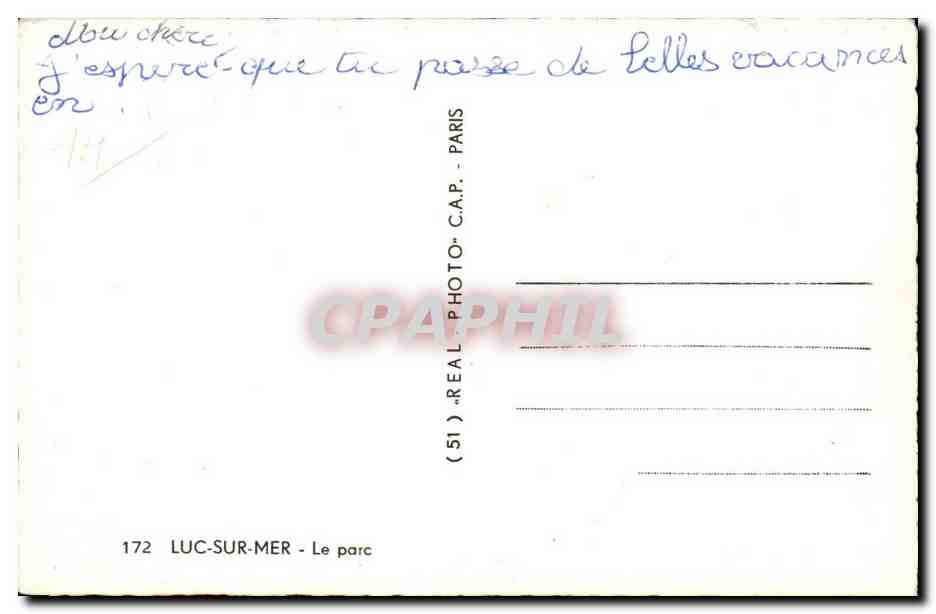 CPA Luc sur Mer Le parc — Verso
