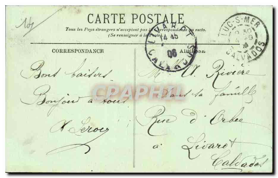 CPA Luc sur Mer La plage et les villas du Grand Orient — Verso