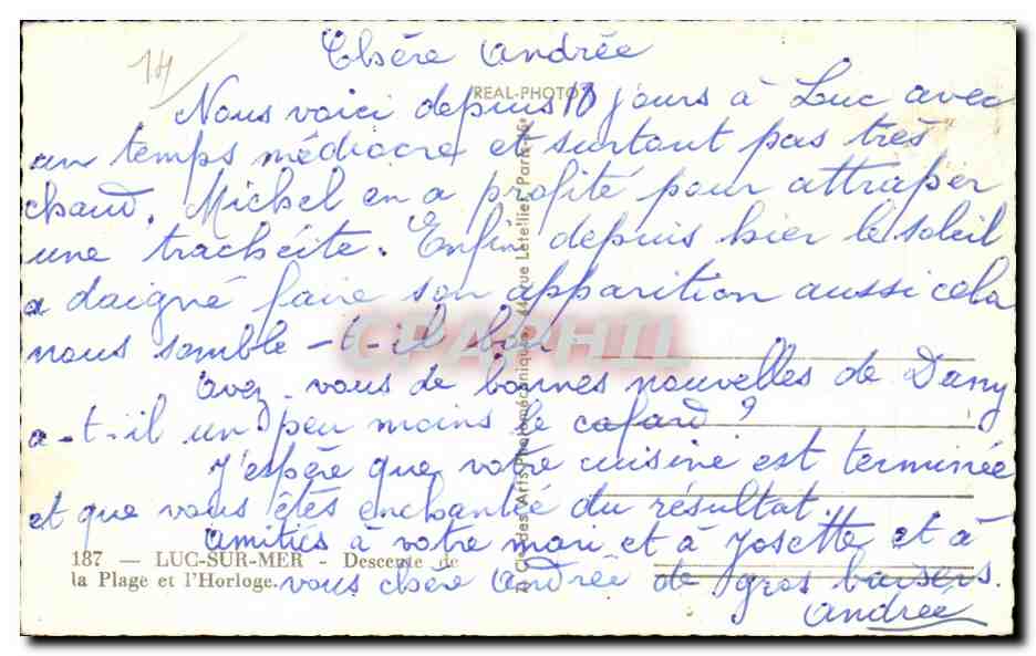 CPA Luc sur Mer Descente de la plage et l'horloge — Verso