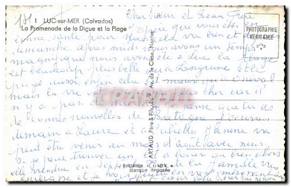CPA Luc sur Mer La promenade de la digue et la plage — Verso