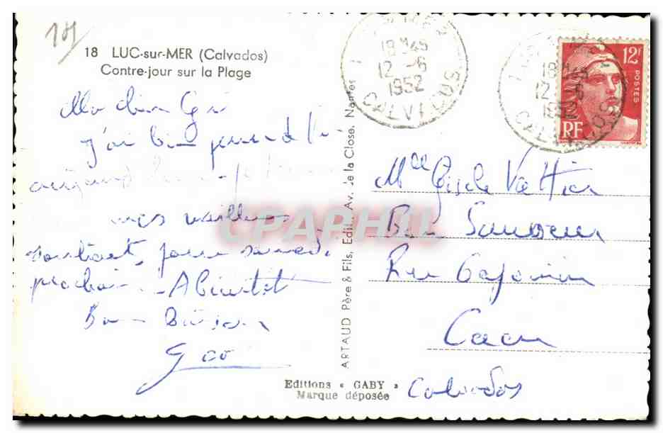 CPA Luc sur Mer Contre jour sur la plage — Verso
