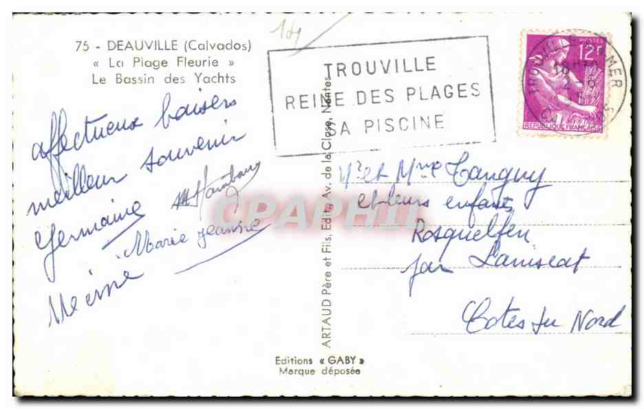 Le Bassin des Yachts — Deauville — Éditions Gaby — Verso