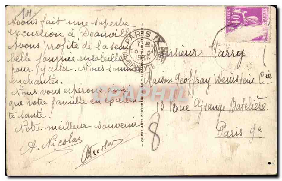 CPA Deauville Plage fleurie Casino et Hotel Normandy — Rückseite