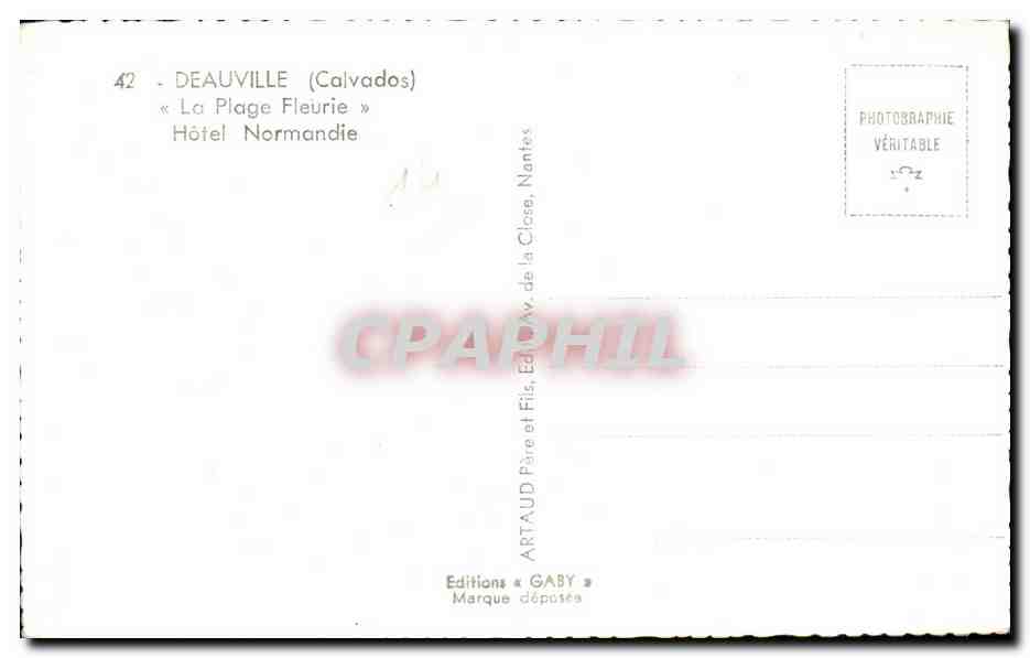 Deauville (Calvados) — « La Plage Fleurie » Hôtel Normandie — Éditions Gaby — Verso