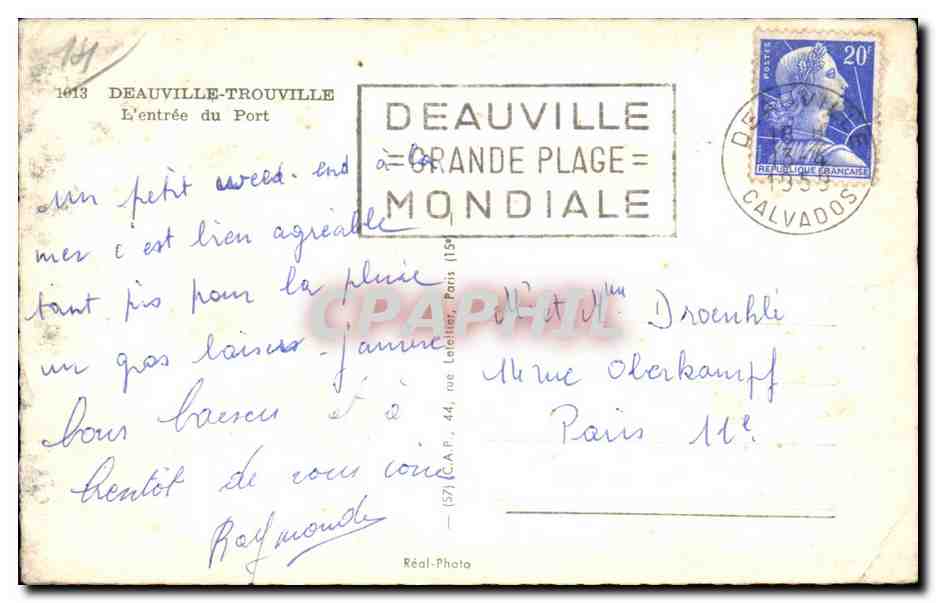 Deauville-Trouville — La entrada del Puerto — Cap — Reverso