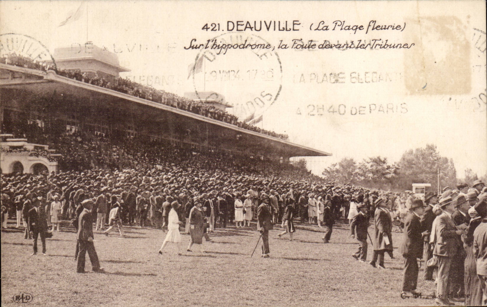Deauville - Sur L'hippodrome - La Foule devant les Tribunes - CPA 