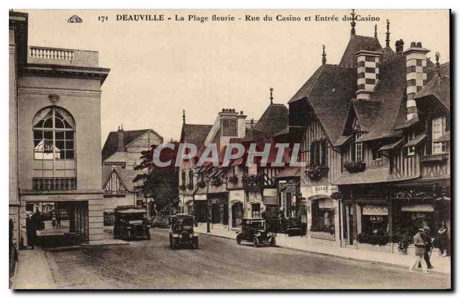 Deauville - La Plage Fleurie - Rue du Casino - automobiles - CPA 