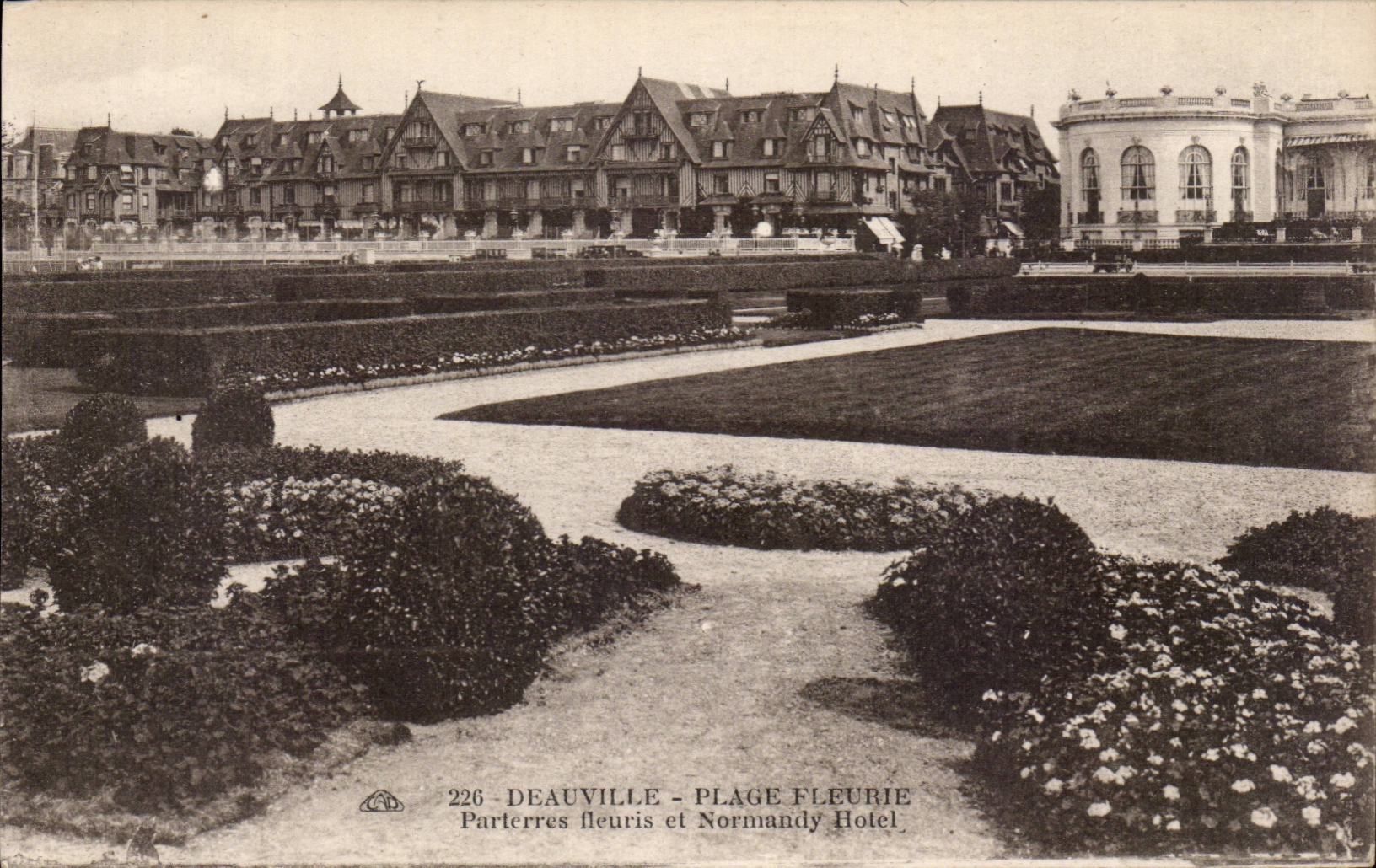 Deauville - Flowered Beach — Flowered Parterres and Normandy Hotel — publisher: Anciens Arts Personnalisques, Strasbourg