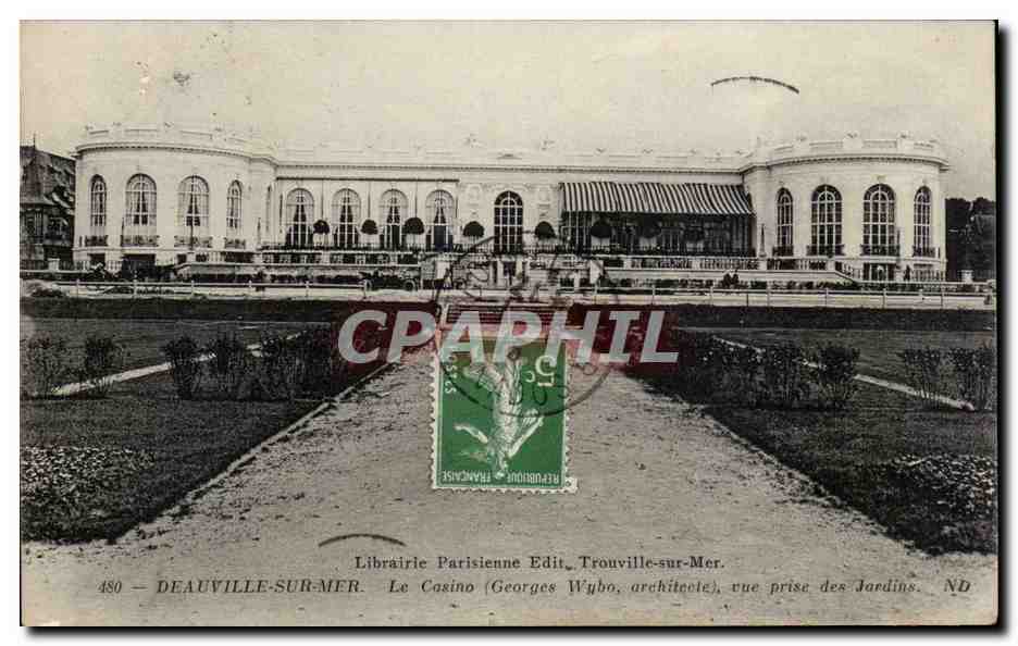 Deauville-sur-Mer — Das Casino (Georges Wybo, Architekt), Ansicht aus den Gärten — Parisienne Library Edit.