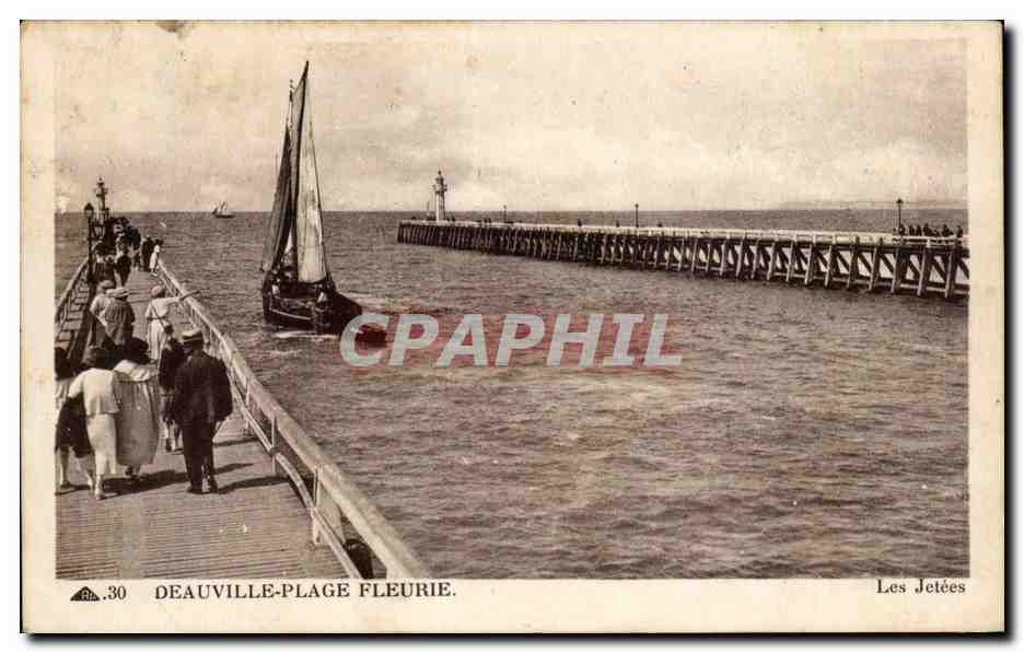 Deauville-Plage Fleurie — Les Jetées — CPAPHIL n°30 - Recto