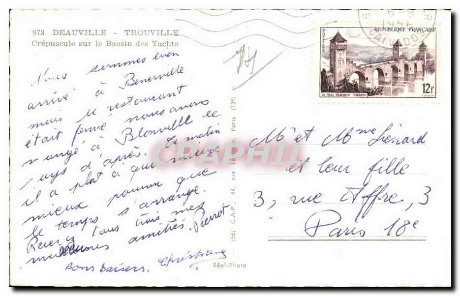Crépuscule sur le Bassin des Yachts — Deauville — éditeur Cap — Verso