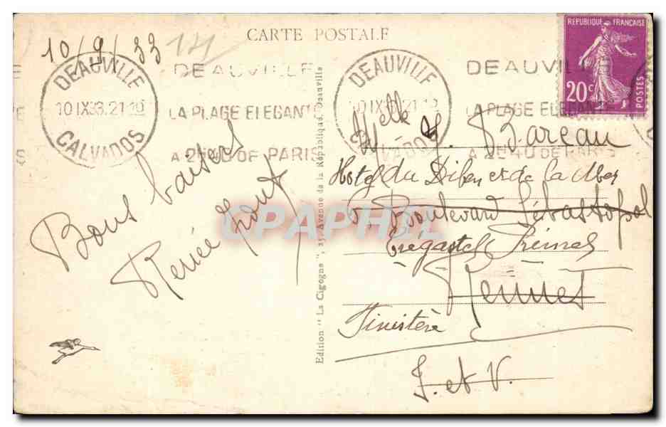 Deauville, the Flowering Beach — view of the lively beach — Edition 'La Cigogne', n°40 — Back