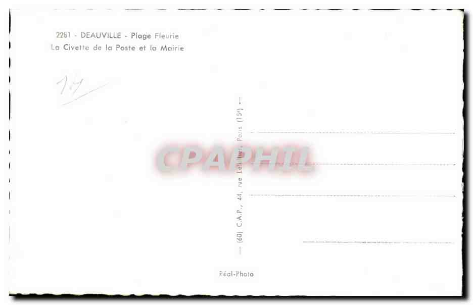 Deauville - Blütenstrand — La Civette de la Poste und die Mairie — Rückseite