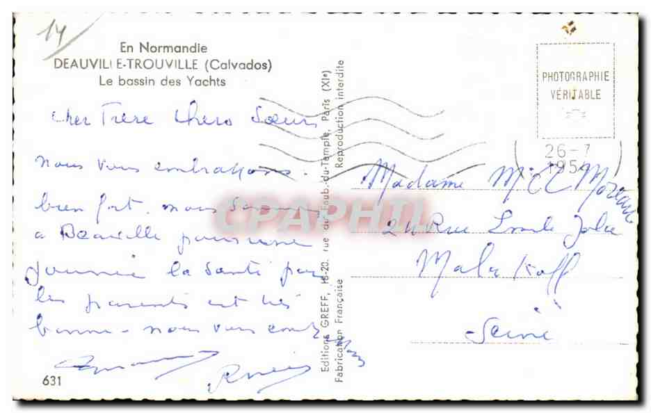 Deauville - Le bassin des Yachts — Éditions Greff, n°631 — Reverso