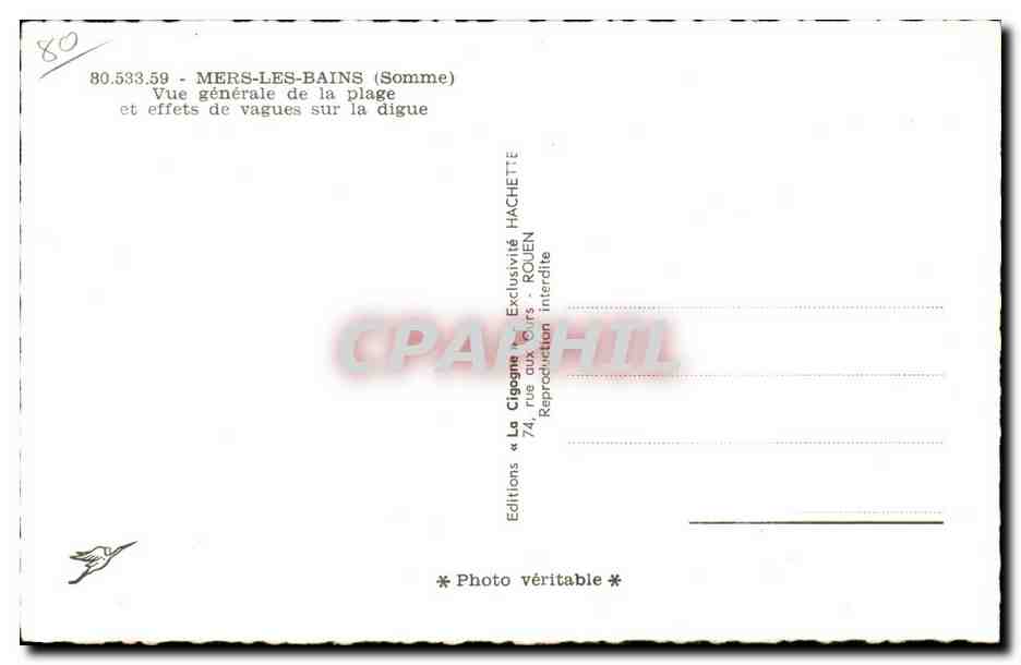 Mers les Bains - Vue Generale de la Plage - CPA  — Verso