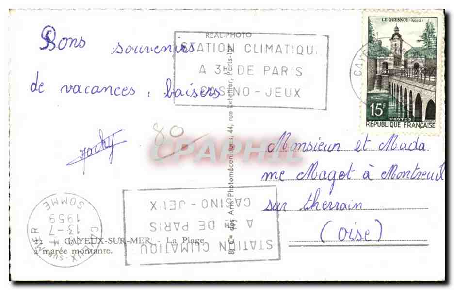Plage de Dayeux-sur-Mer — baigneurs et cabines de plage — éditeur Cap — Reverso