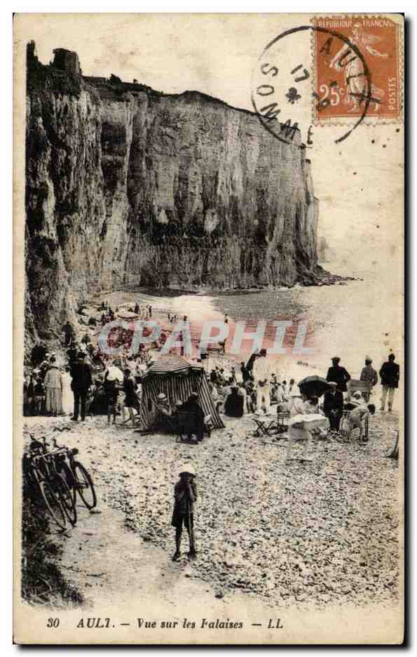 Ault - Vue sur les Falaises - enfant - velo - chikd - bicycle - CPA 