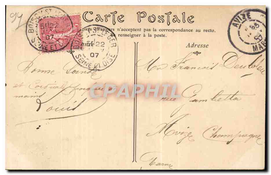 CPA Boissy St Leger Gros Bois Chateau du Prince de Wagram — Rückseite
