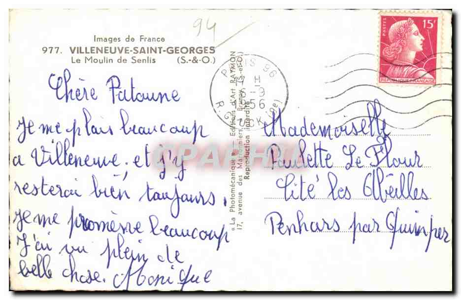 Kirche von Villeneuve-Saint-Georges — Bilder Frankreichs 977 — Verlag S.&O. — Rückseite