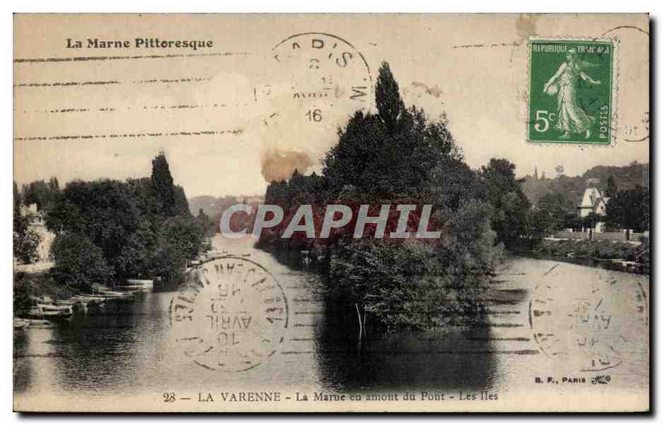CPA La VArenne La marne en amont du pont Les iles