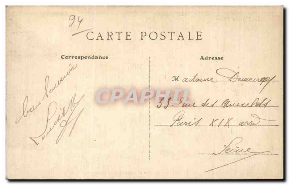 CPA La VArenne La marne en amont du pont Les iles — Rückseite