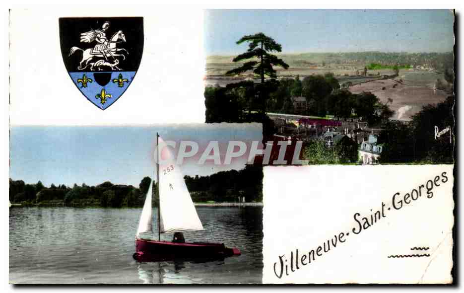 Villeneuve-Saint-Georges — allgemeiner Blick mit Segelboot auf der Seine — Éditions d'Art RAYMON (S.-Brunoy)